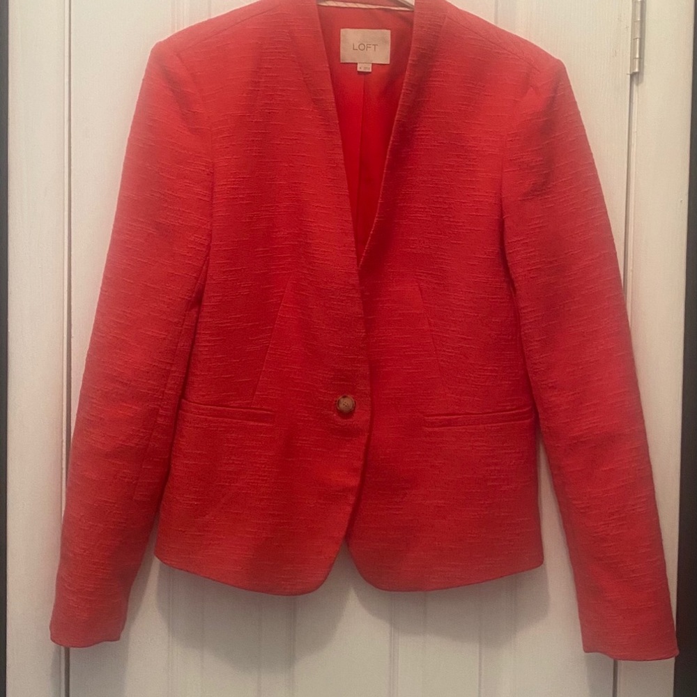 Loft Red Textured Blazer - Sz 8